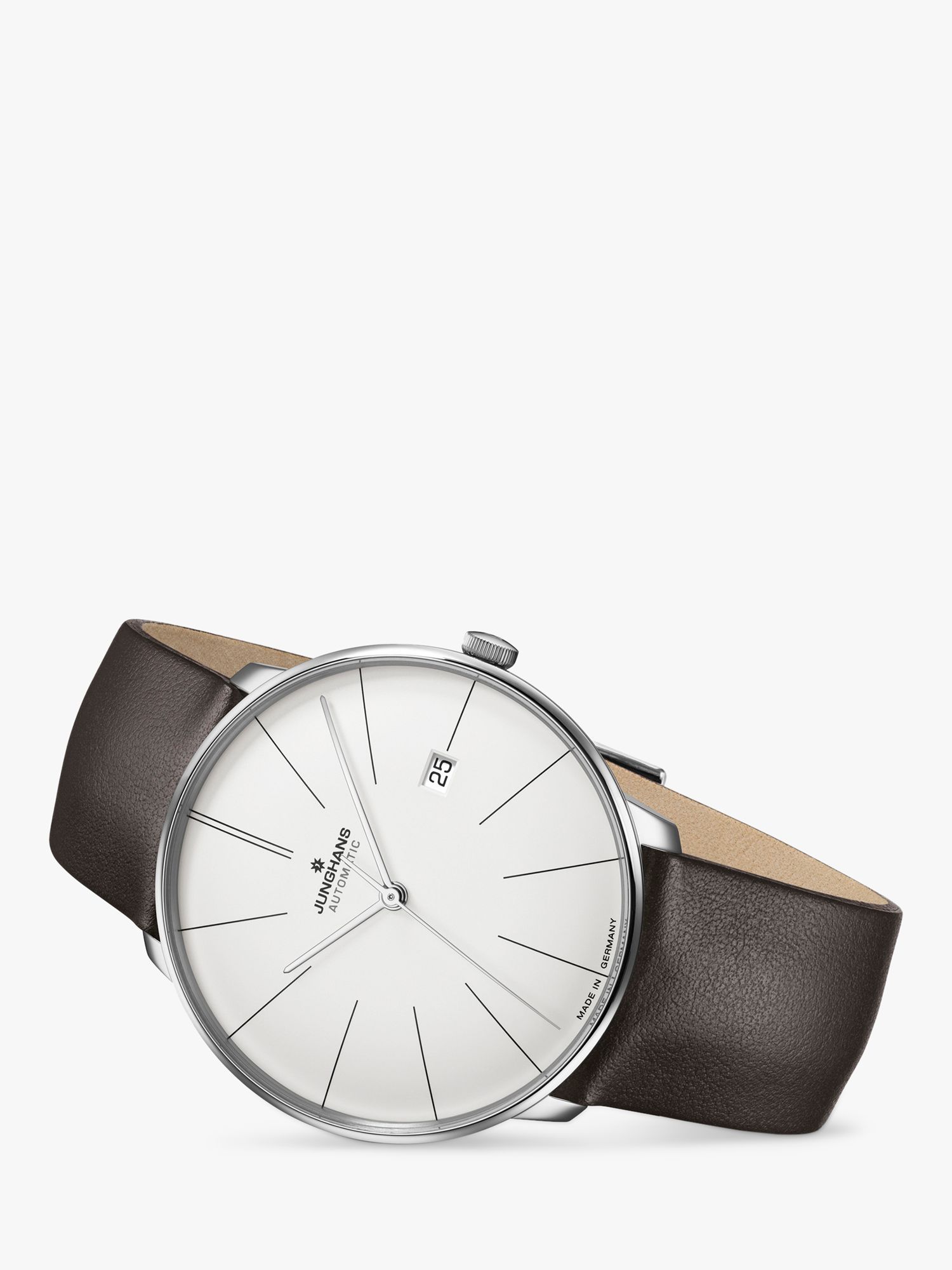 Buy Junghans 27/4152.00 Unisex Meister Fein Automatic Date Leather Strap Watch, Black/Silver Online at johnlewis.com
