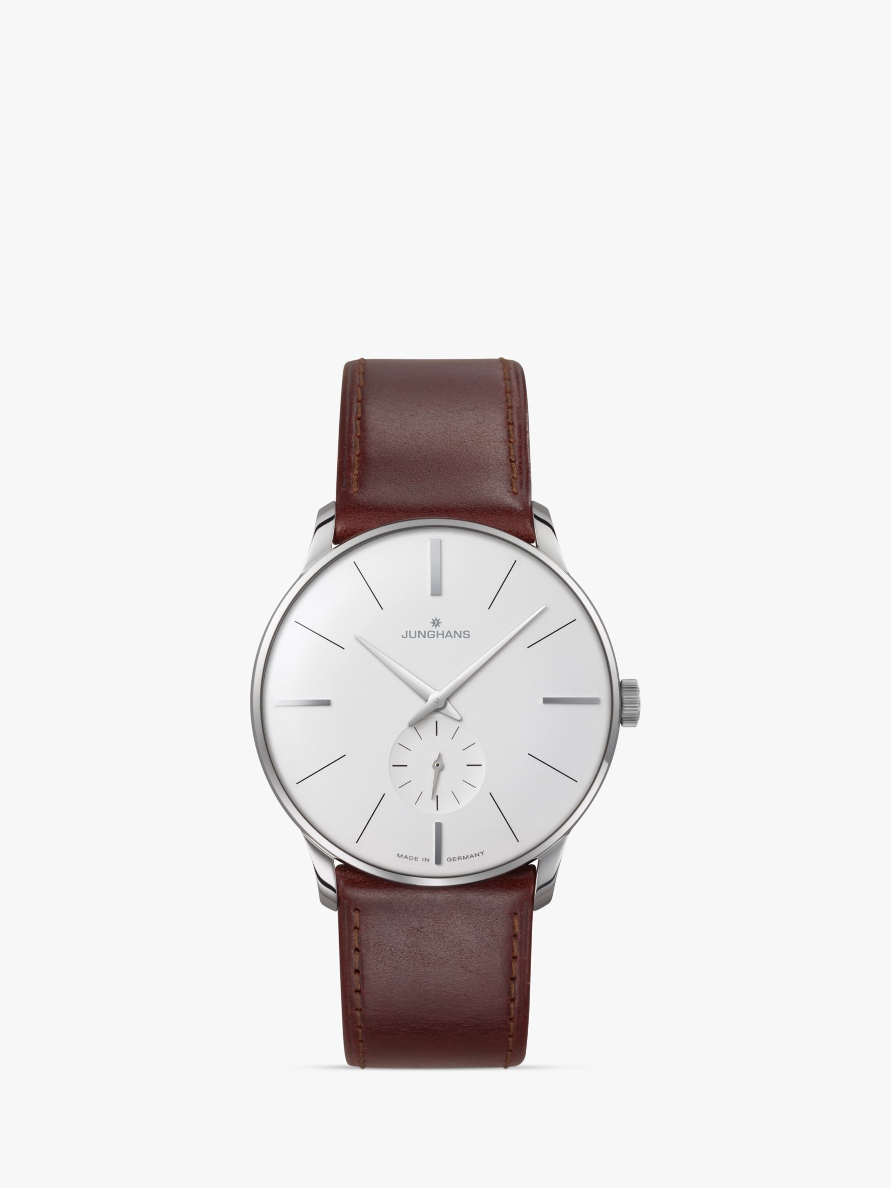 Buy Junghans 27/3200.02 Unisex Meister Handaufzug Automatic Date Leather Strap Watch, Brown/White Online at johnlewis.com