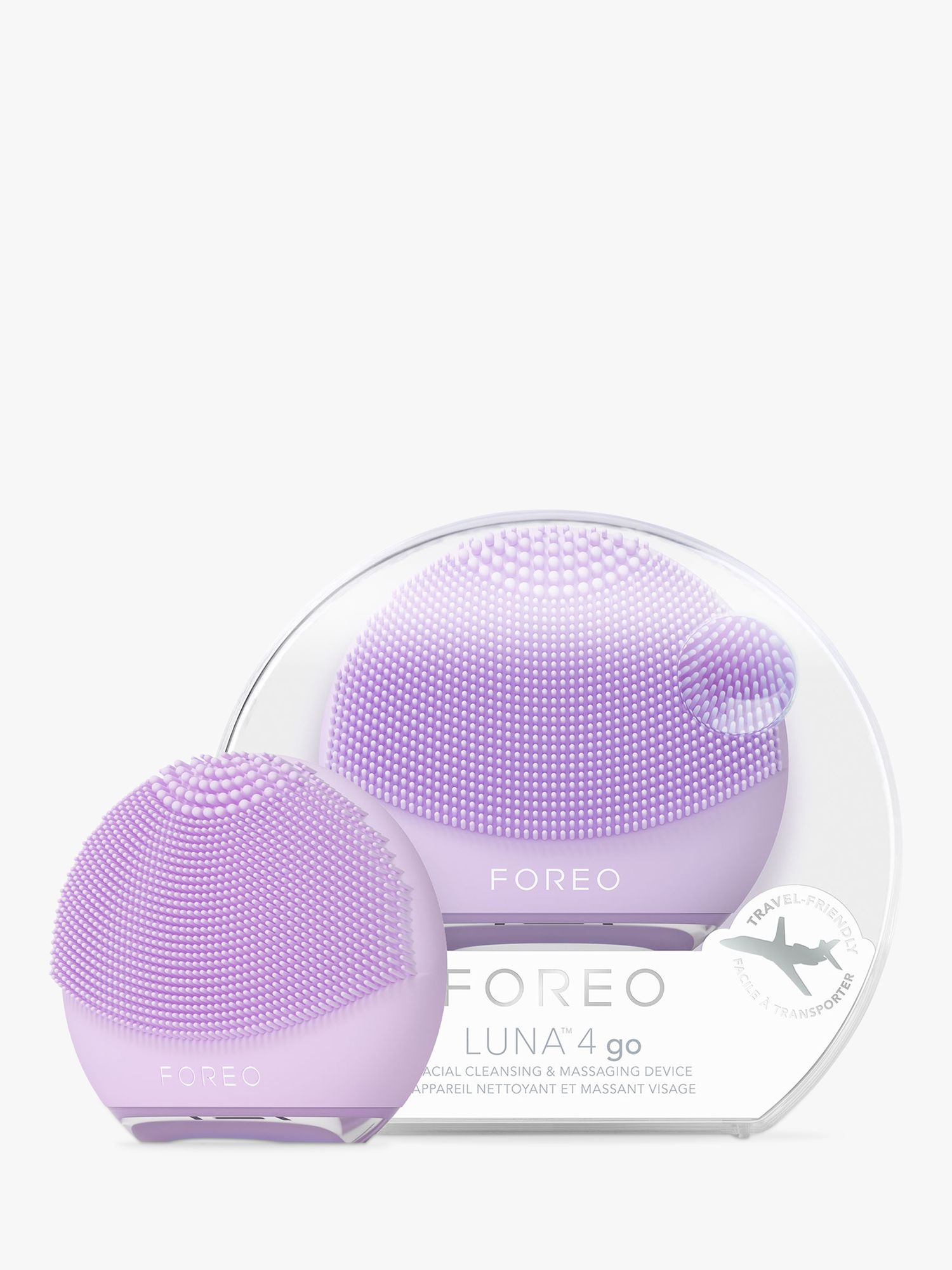 FOREO LUNA 4 Go 2-Zone Facial Cleansing & Firming Device for All Skin Types, Lavender