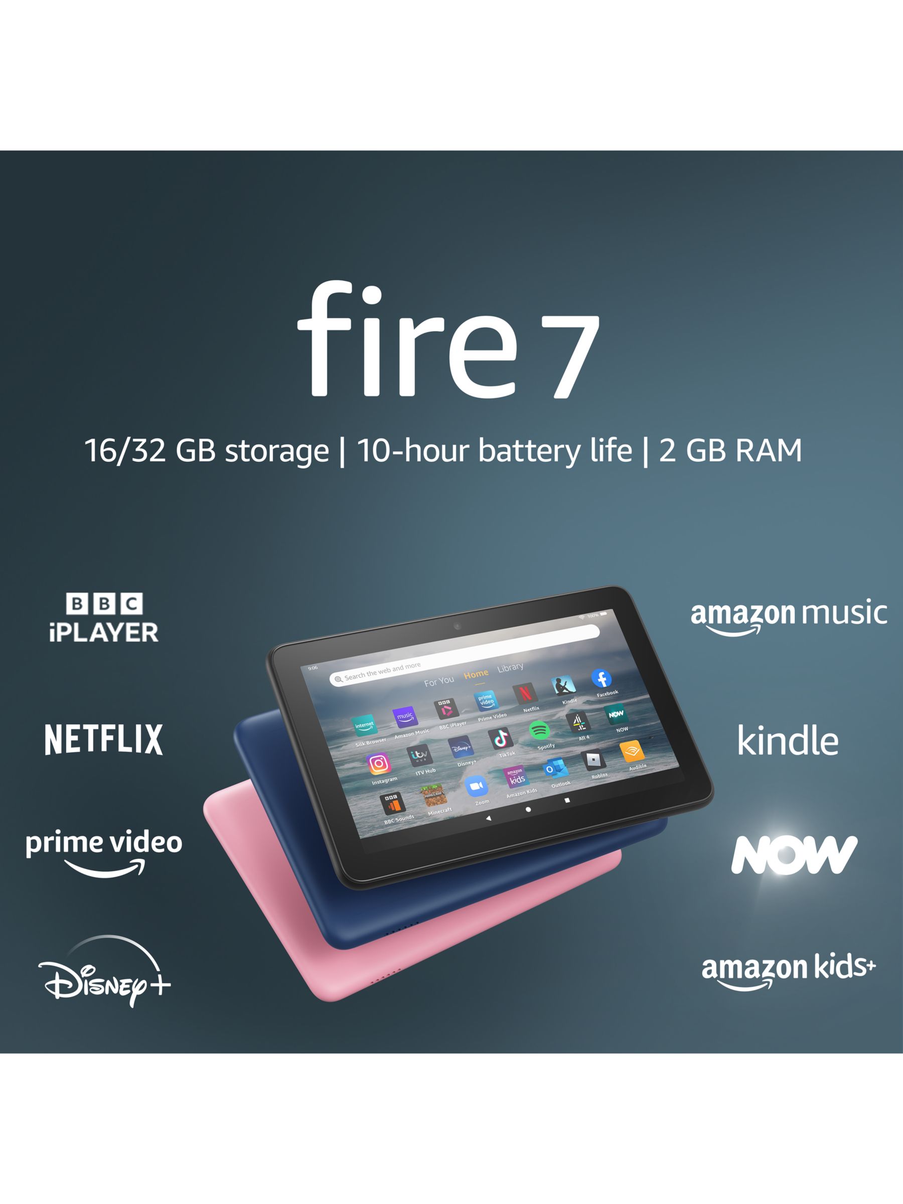 Amazon Fire Tablet (12th Generation, 2022) with Alexa Hands-Free,  Quad-core, Fire OS, Wi-Fi, 16GB, 7”, with Special Offers, Black