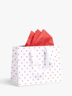 John Lewis Gold Gift Bag & Heart Tissue Paper Gift Wrap Set