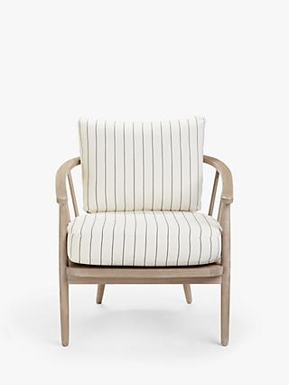 Frome Range, John Lewis Frome Armchair, White Washed Oak Frame, Easy Clean Single Stripe Cotton