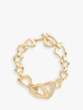Eclectica Vintage 14ct Gold Plated Swarovski Crystal Modernist Link Chain Bracelet, Dated Circa 1990s