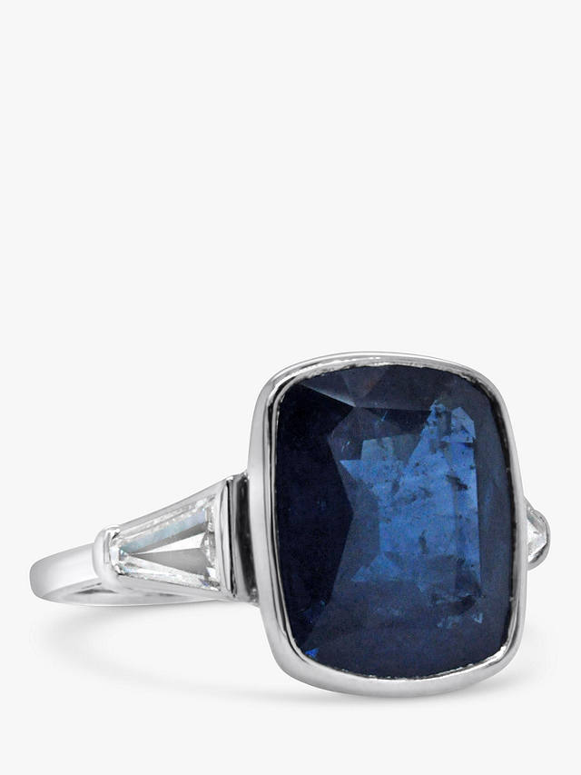 Milton & Humble Jewellery Second Hand Cushion Cut Sapphire & Diamond Platinum Cocktail Ring
