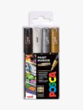 POSCA Extra Fine Paint Marker PC-1M, Pack of 4, Mono Metallics
