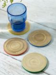 Sur La Table Colour Me Happy Bamboo Round Coasters, Set of 4, Natural/Multi