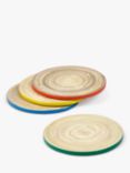 Sur La Table Colour Me Happy Bamboo Round Coasters, Set of 4, Natural/Multi