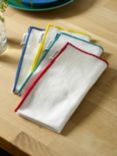 Sur La Table Colour Me Happy Cotton Napkins, Set of 4, White/Multi