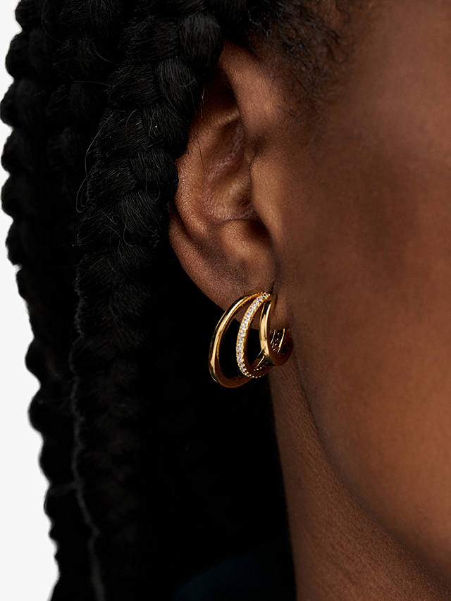 Olivia Burton Cubic Zirconia Multi Loop Hoop Earrings, Yellow Gold