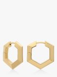 Rachel Jackson London 22ct Gold Plated Bevelled Hexagon Hoop Earrings, Gold