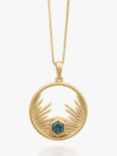 Rachel Jackson London 22ct Gold Plated Electric Goddess Blue Topaz Stone Pendant Necklace, Gold