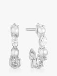 Sif Jakobs Jewellery Cubic Zirconia and Pearl Hoop Earrings
