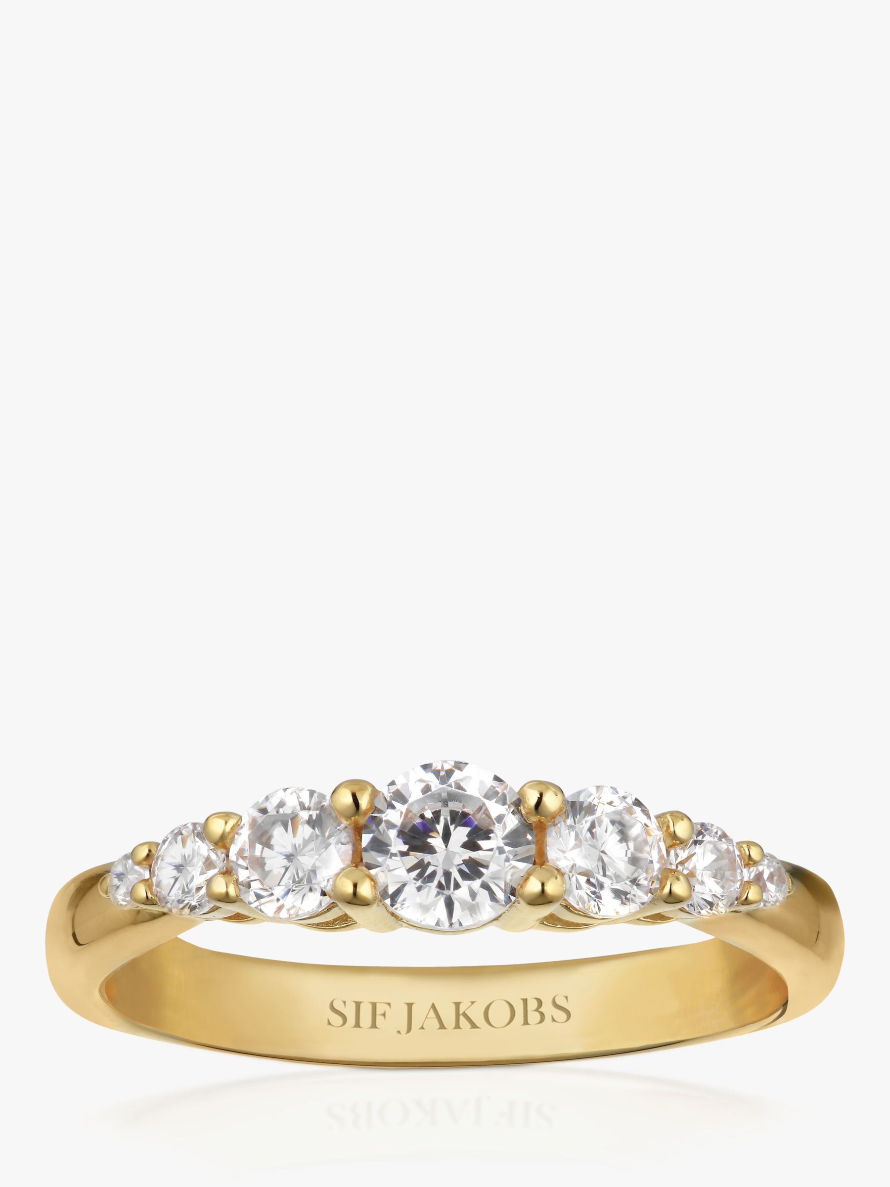 Sif Jakobs Jewellery Graduating Cubic Zirconia Ring, Gold/Clear, 54