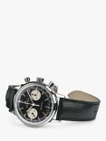 Hamilton H38429730 Men's American Classic Intra-Matic Chronograph H Leather Strap Watch, Black/Silver