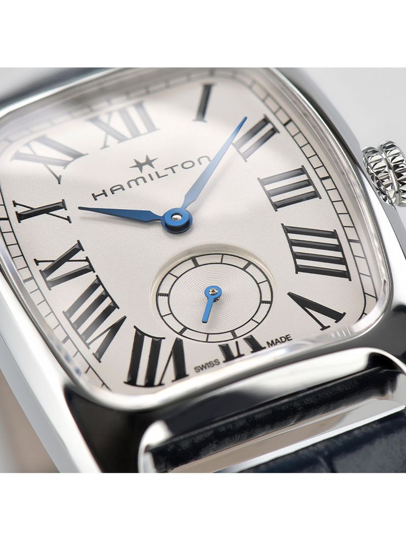 Hamilton H13421611 Men's American Classic Boulton Small Second Leather Strap Watch, Blue/White