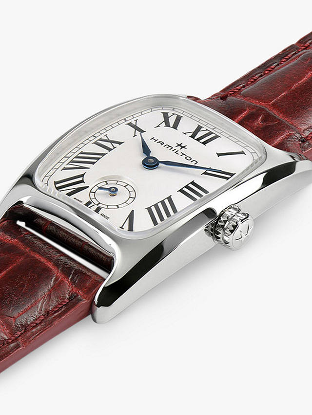 Hamilton H13321811 Women's American Classic Boulton Small Second Leather Strap Watch, Dark Red/White