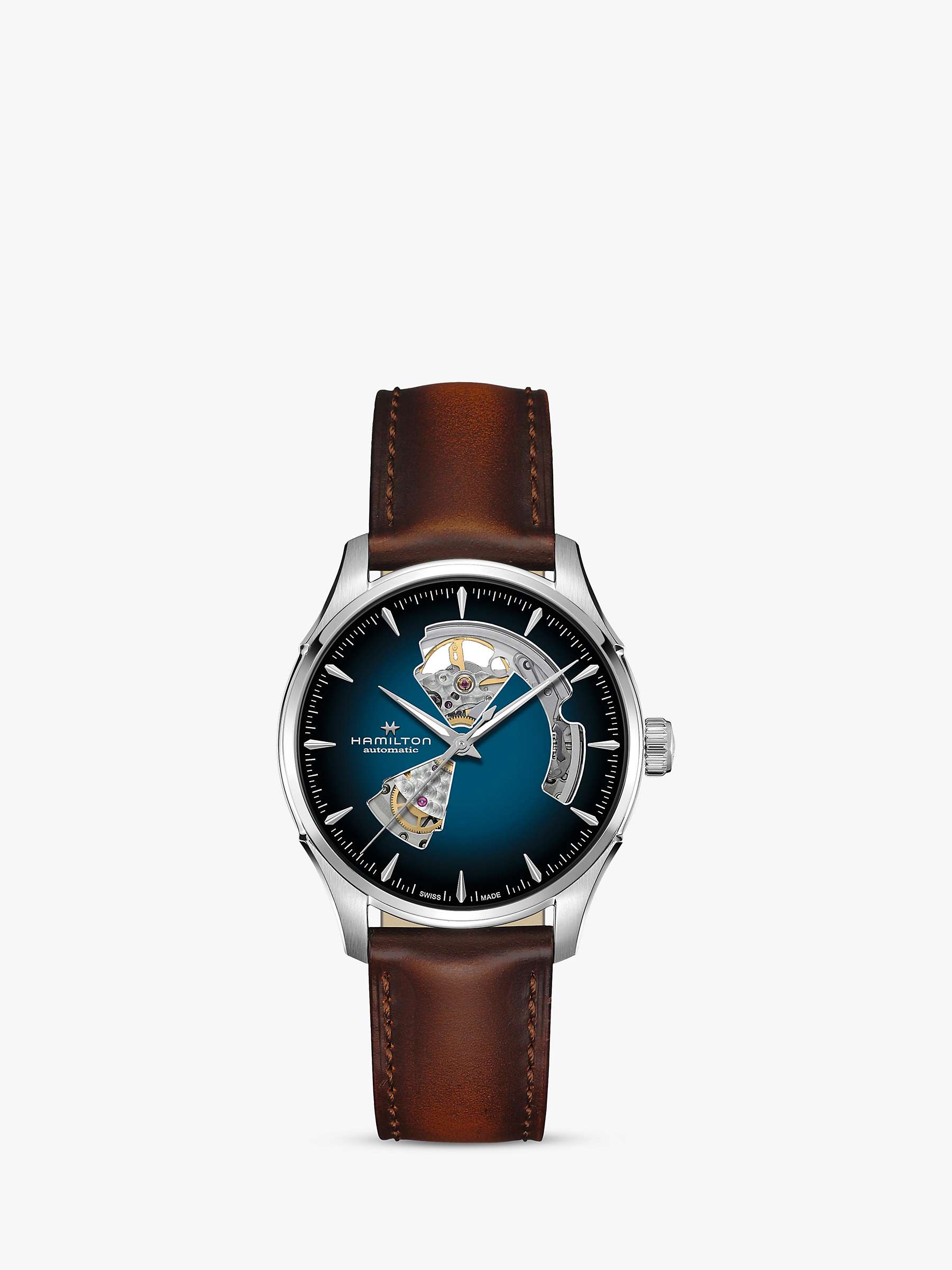 Buy Hamilton H32675540 Men's Jazz Master Automatic Heartbeat Leather Strap Watch, Brown/Blue Online at johnlewis.com