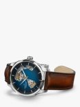 Hamilton H32675540 Men's Jazz Master Automatic Heartbeat Leather Strap Watch, Brown/Blue