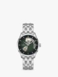 Hamilton H32675160 Men's Jazz Master Automatic Heartbeat Bracelet Strap Watch, Silver/Green