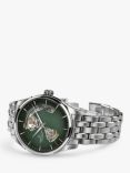 Hamilton H32675160 Men's Jazz Master Automatic Heartbeat Bracelet Strap Watch, Silver/Green
