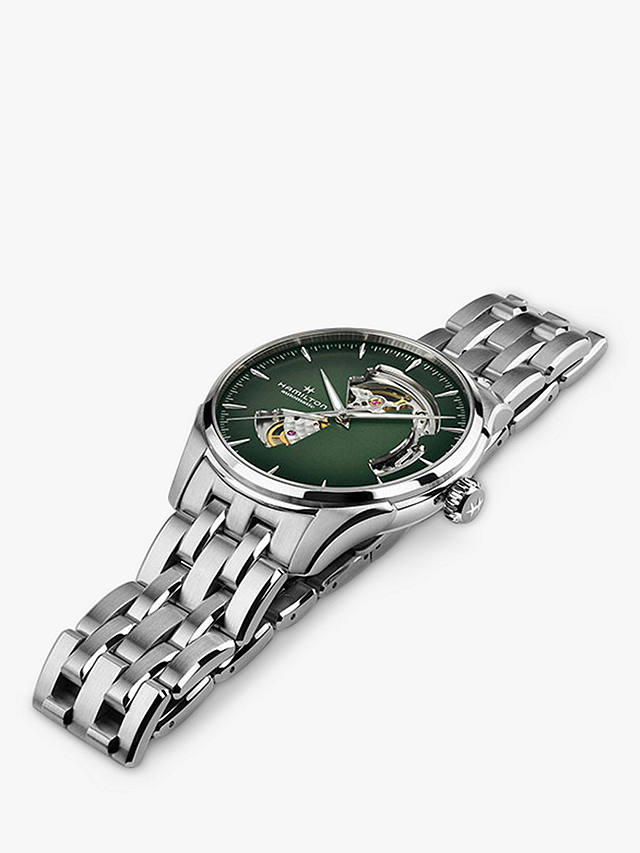 Hamilton H32675160 Men's Jazz Master Automatic Heartbeat Bracelet Strap Watch, Silver/Green