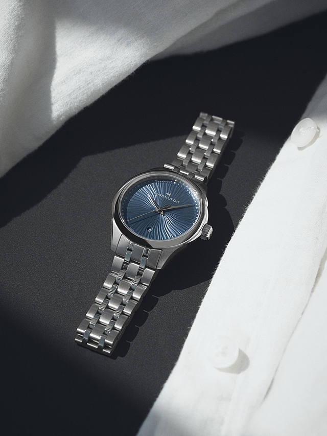 Hamilton H32231140 Women's Jazz Master Date Bracelet Strap Watch, Silver/Blue