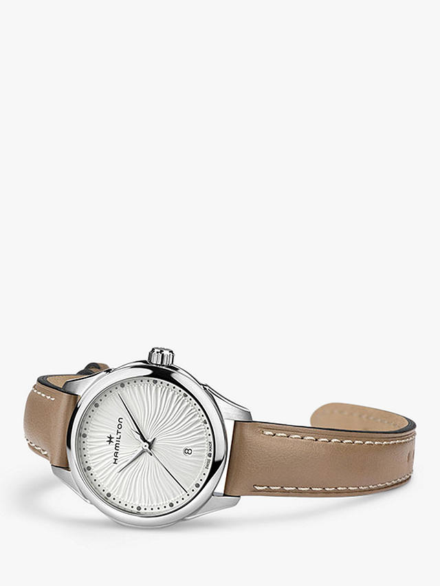 Hamilton H32231810 Women's Jazz Master Date Leather Strap Watch, Beige/White