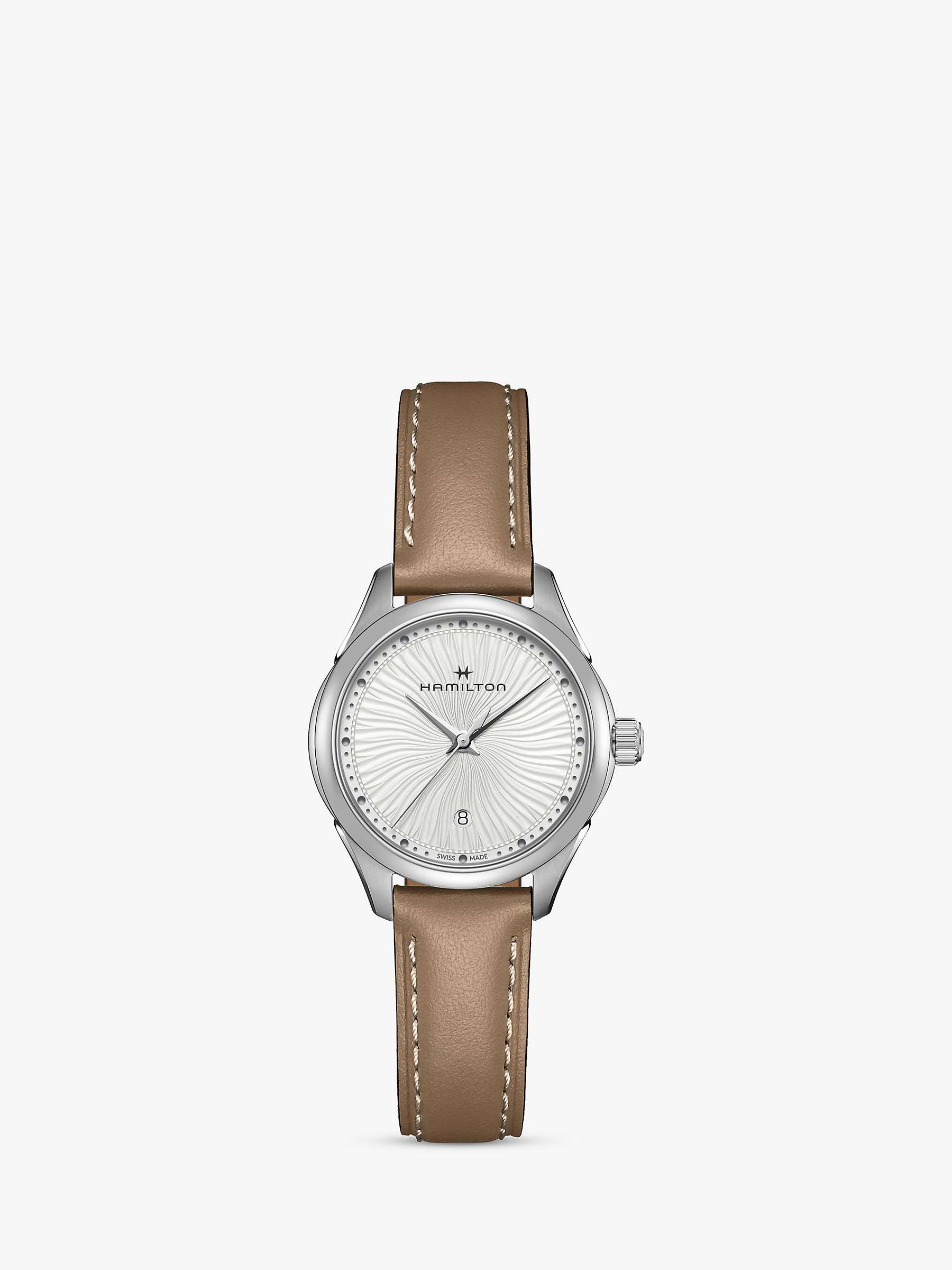 Buy Hamilton H32231810 Women's Jazz Master Date Leather Strap Watch, Beige/White Online at johnlewis.com