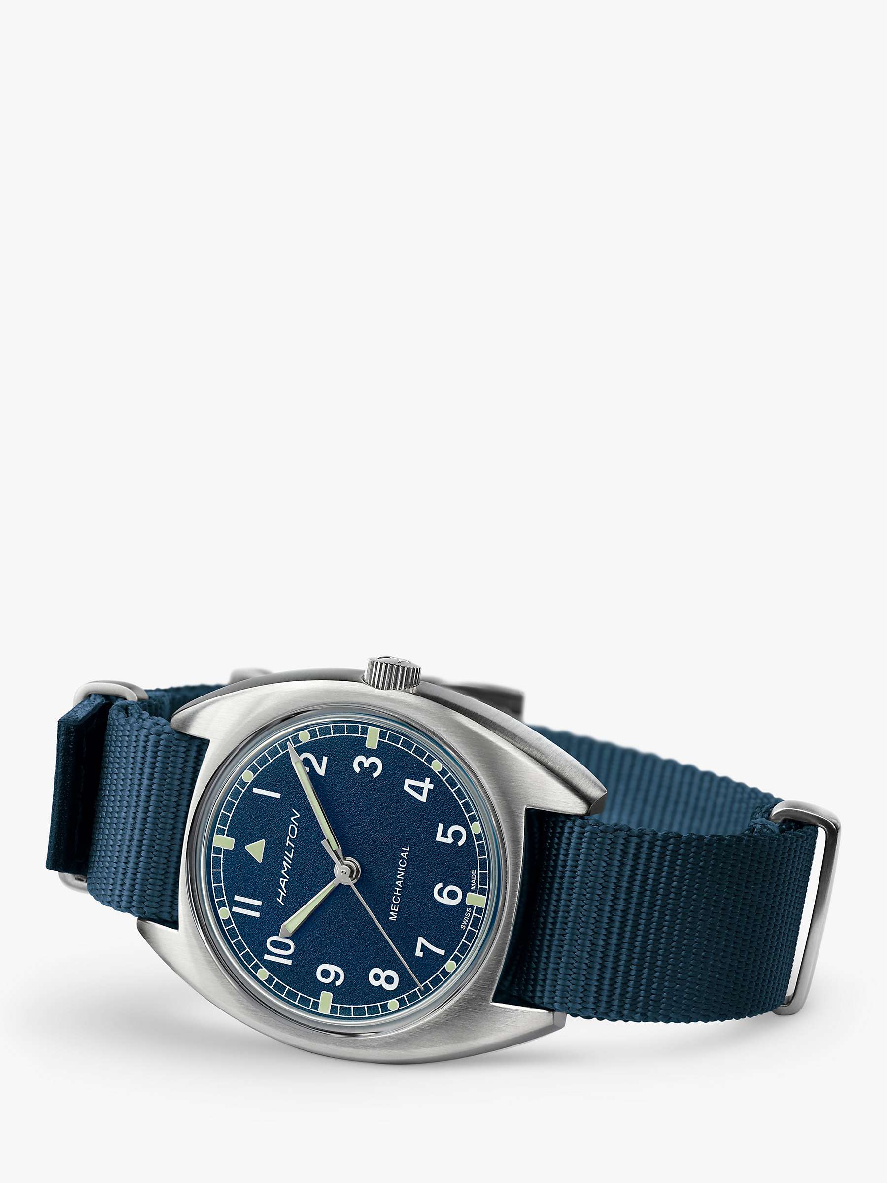 Buy Hamilton H76419941 Men's Khaki Aviation Mechanical Fabric Strap Watch, Blue Online at johnlewis.com