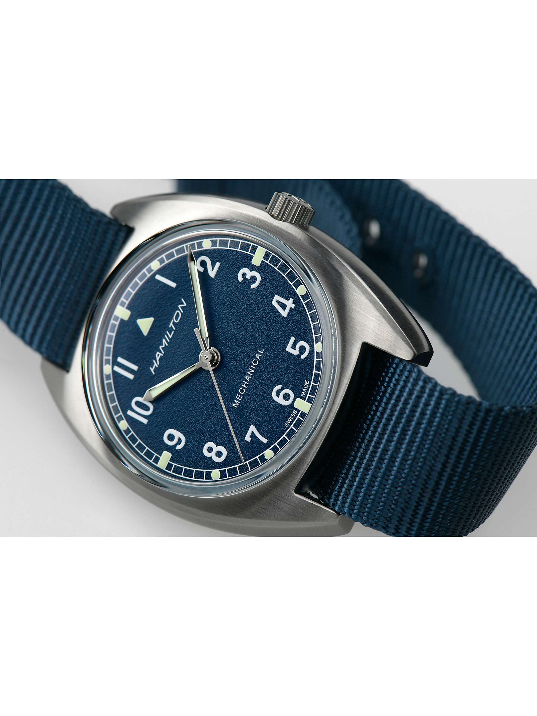 Buy Hamilton H76419941 Men's Khaki Aviation Mechanical Fabric Strap Watch, Blue Online at johnlewis.com