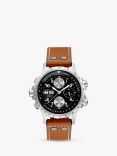 Hamilton H77616533 Men's Khaki X-Wind Day Date Chronograph Leather Strap Watch, Tan/Black