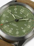 Hamilton H70205860 Men's Khaki Field Titanium Automatic Leather Strap Watch, Brown/Green