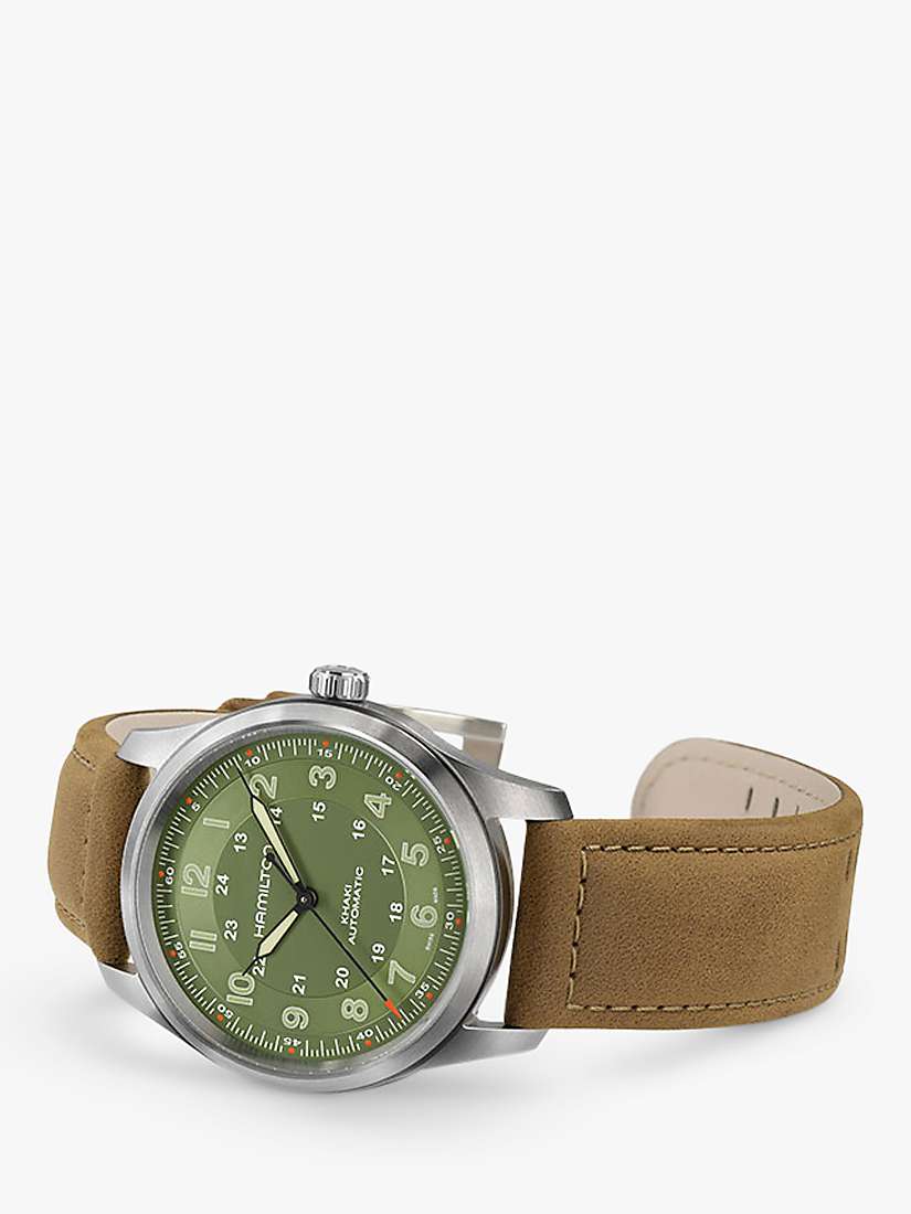 Buy Hamilton H70205860 Men's Khaki Field Titanium Automatic Leather Strap Watch, Brown/Green Online at johnlewis.com