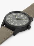 Hamilton H70215880 Men's Khaki Field Titanium Automatic Leather Strap Watch, Beige/Grey