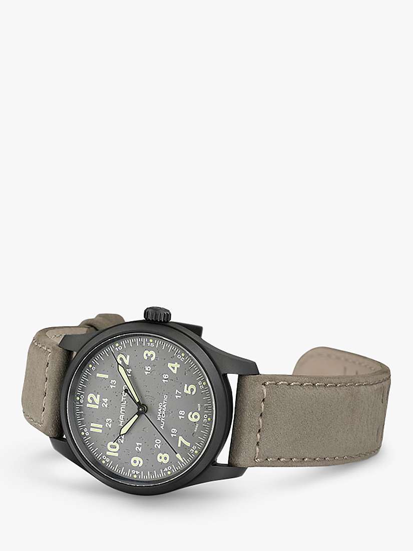 Buy Hamilton H70215880 Men's Khaki Field Titanium Automatic Leather Strap Watch, Beige/Grey Online at johnlewis.com