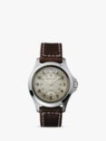 Hamilton H64455523 Men's Khaki Field King Automatic Day Date Leather Strap Watch, Brown/Sand