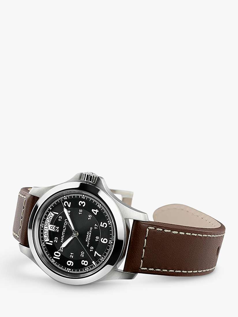 Buy Hamilton H64455533 Men's Khaki Field King Automatic Day Date Leather Strap Watch, Brown/Black Online at johnlewis.com