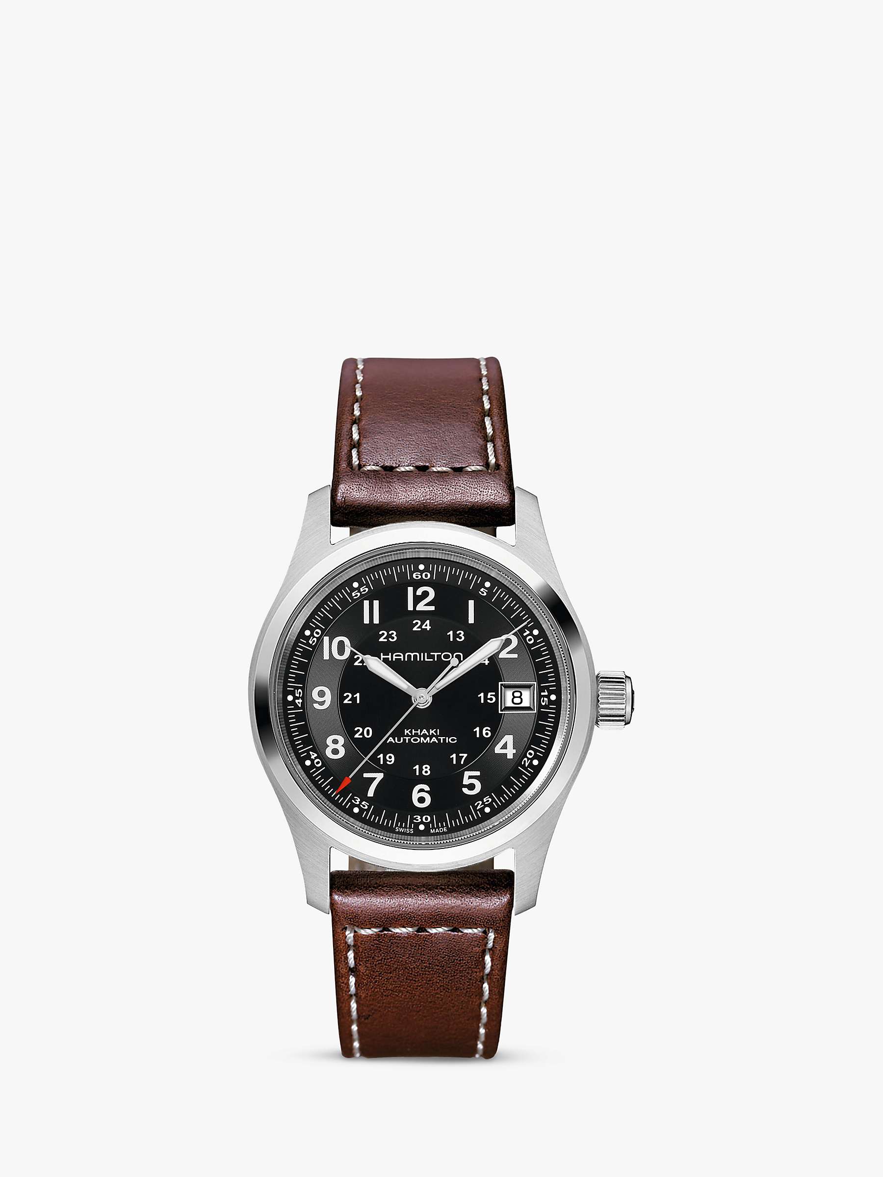 Buy Hamilton H70455533 Men's Khaki Field Automatic Date Leather Strap Watch, Brown/Black Online at johnlewis.com