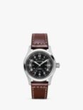 Hamilton H70455533 Men's Khaki Field Automatic Date Leather Strap Watch, Brown/Black