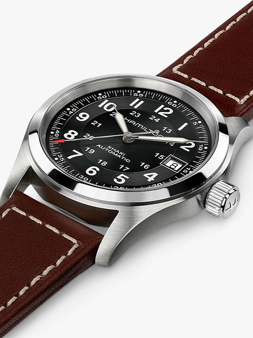 Buy Hamilton H70455533 Men's Khaki Field Automatic Date Leather Strap Watch, Brown/Black Online at johnlewis.com