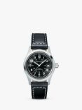 Hamilton H70455733 Men's Khaki Field Automatic Date Leather Strap Watch, Black