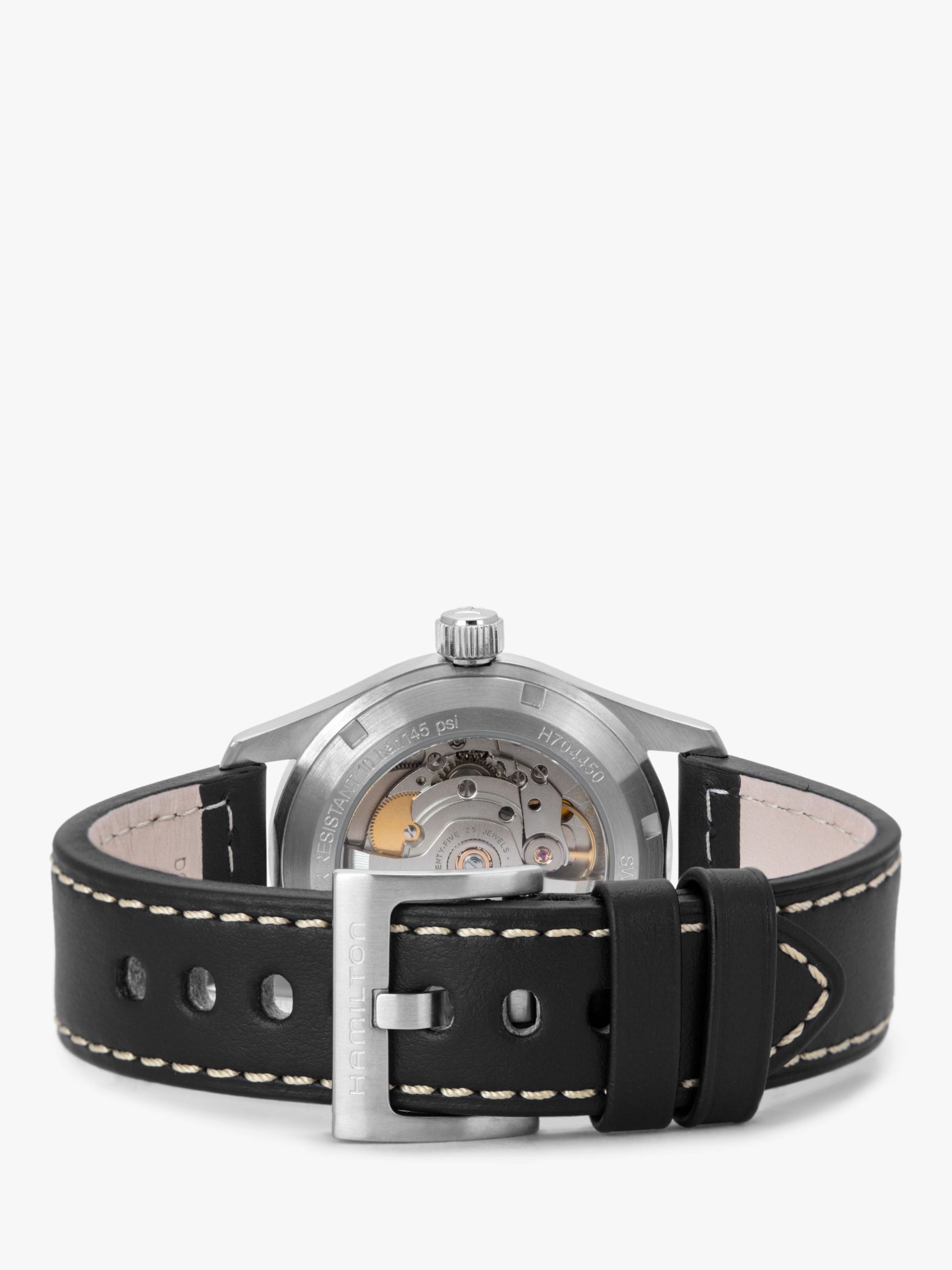 Buy Hamilton H70455733 Men's Khaki Field Automatic Date Leather Strap Watch, Black Online at johnlewis.com