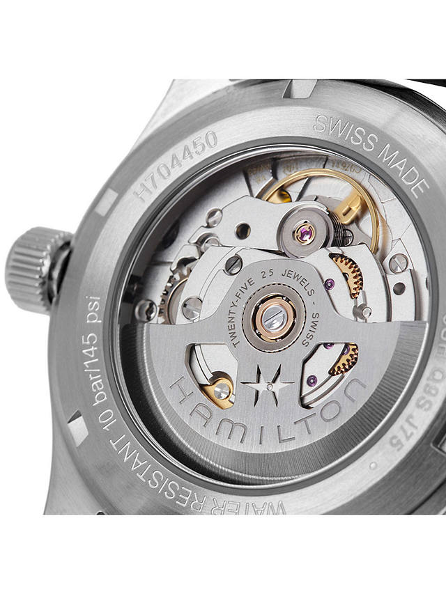 Hamilton H70455733 Men's Khaki Field Automatic Date Leather Strap Watch, Black