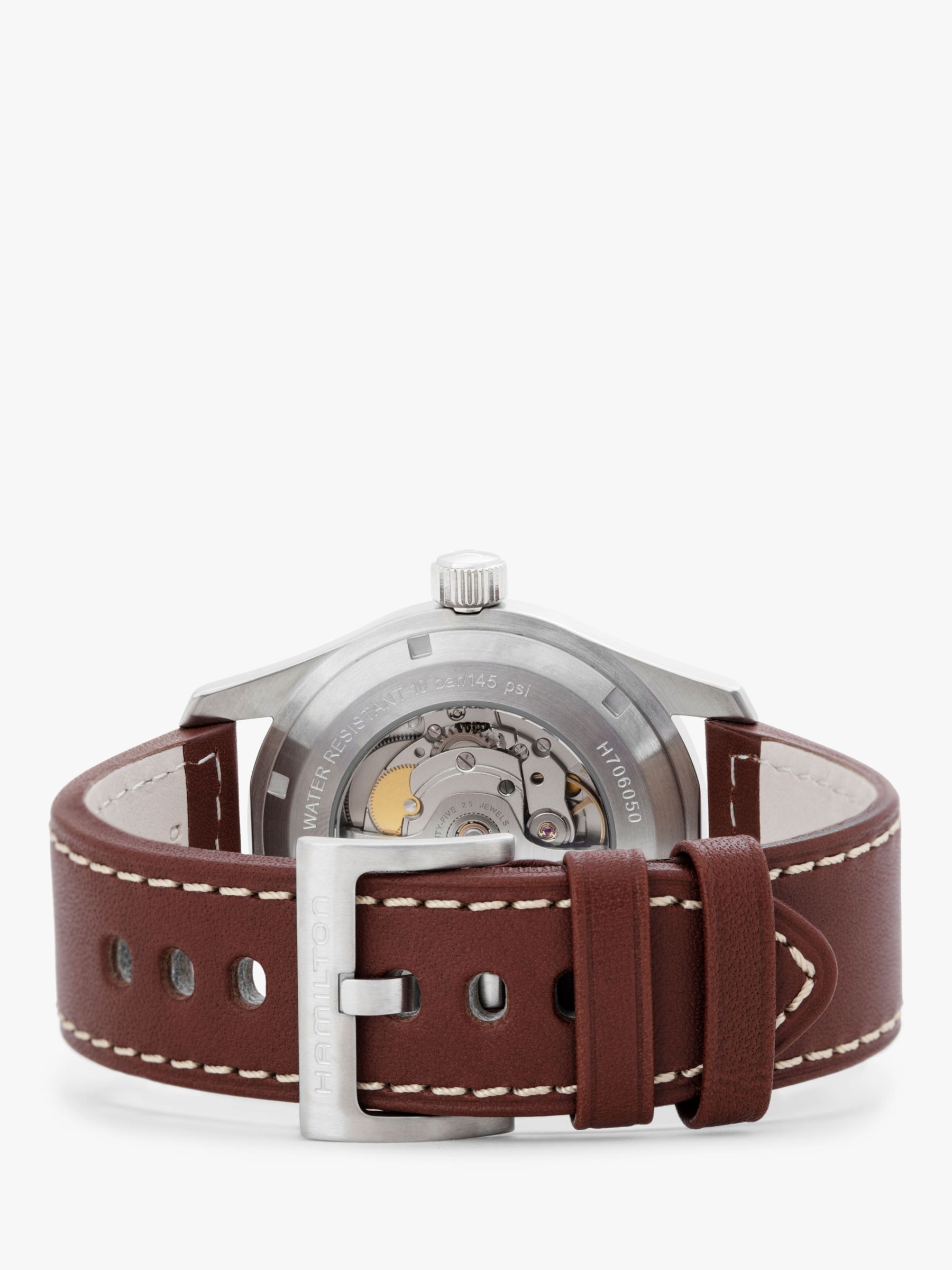 Buy Hamilton H70555533 Men's Khaki Field Automatic Date Leather Strap Watch, Dark Brown/Black Online at johnlewis.com