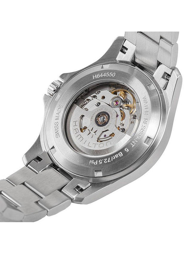 Hamilton H64455133 Men's Khaki Field King Automatic Day Date Bracelet Strap Watch, Silver/Black