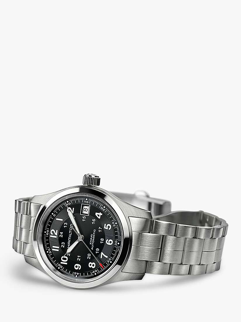 Buy Hamilton H70455133 Men's Khaki Field Automatic Date Bracelet Strap Watch, Silver/Black Online at johnlewis.com