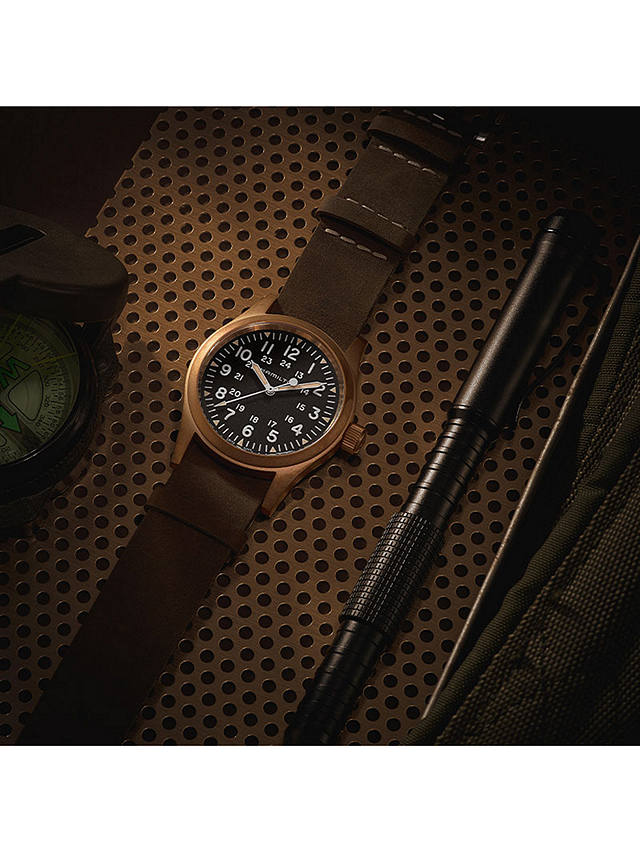 Hamilton H69459530 Men's Khaki Field Automatic Leather Strap Watch, Brown/Black