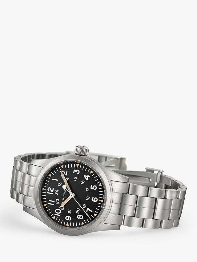 Hamilton H69439131 Men's Khaki Field Automatic Bracelet Strap Watch, Silver/Black