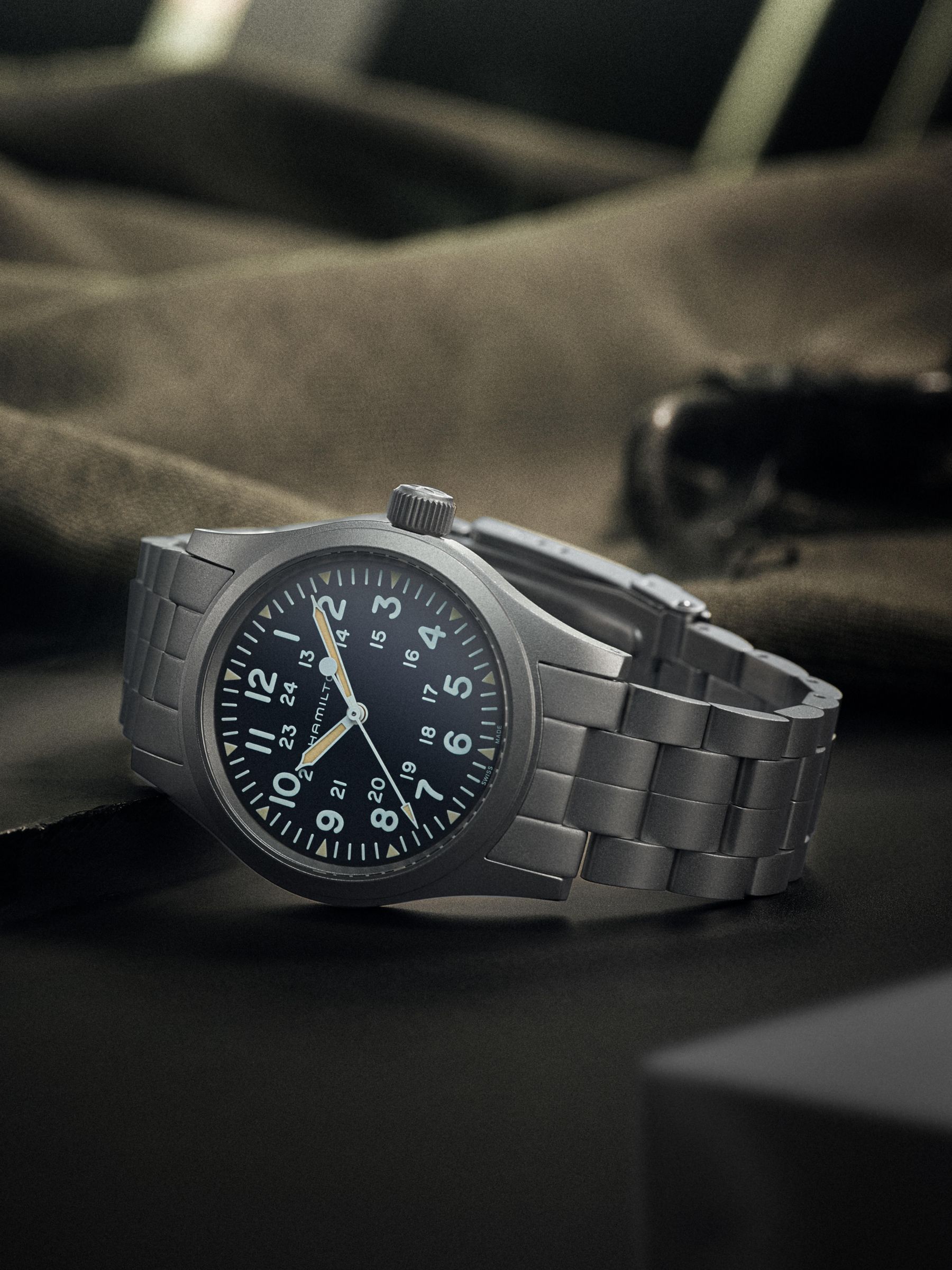 Hamilton H69439131 Men's Khaki Field Automatic Bracelet Strap Watch, Silver/Black