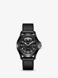Hamilton H64465733 Men's Khaki Field King Day Date Automatic Leather Strap Watch, Black